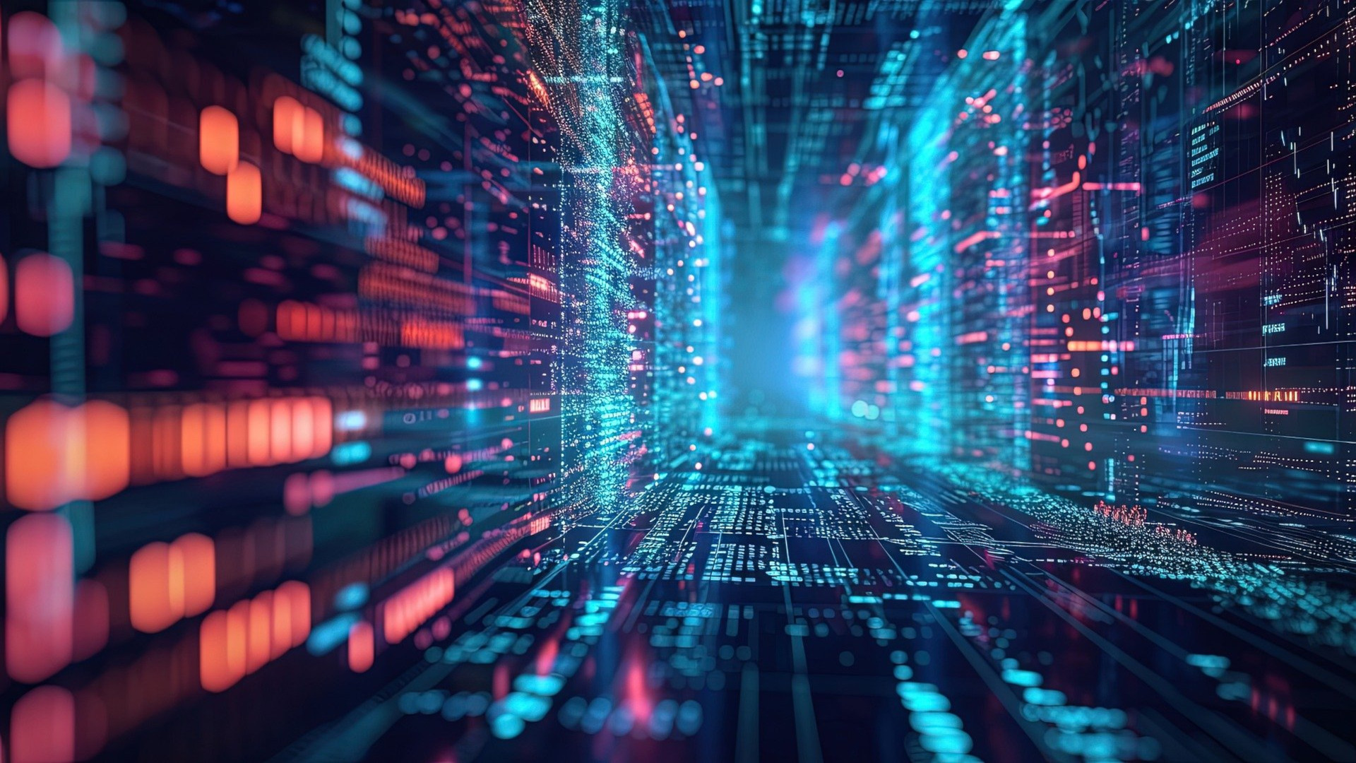 View of a technological abstract server room